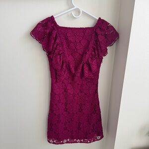 Kate Spade Magenta Crocheted Lace Cocktail Dress (0)